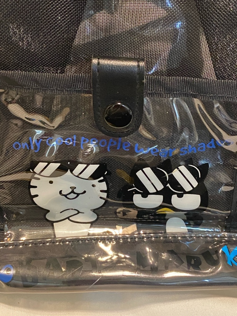 Vintage 1998 Sanrio Bad Badtz Maru Black Clear Mesh Mini Backpack - Picture 2 of 8